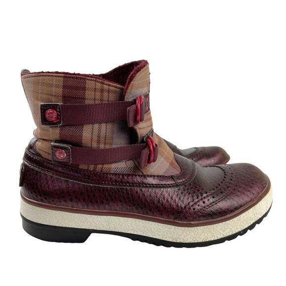 UGG Plaid Marrais Double Buckle Waterproof Lined Leather Upper Boots Womens 7 - Picture 4 of 16
